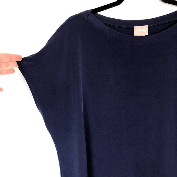 Chico's Blue‎ Micro Sleeve Blouse Sz 16 VGUC Contemporary Capsule Wardobe Career - Picture 4 of 7